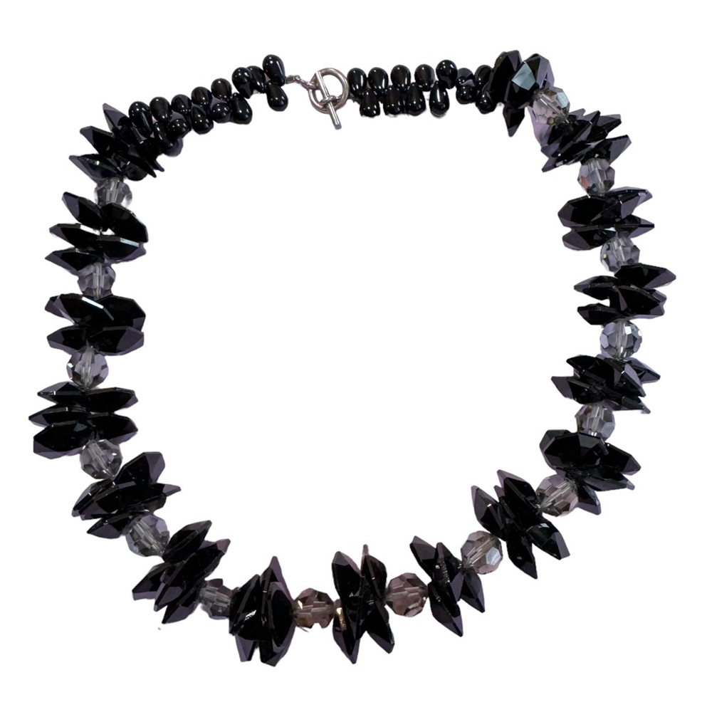 Black Chunky Irregular Beaded Coker Necklace